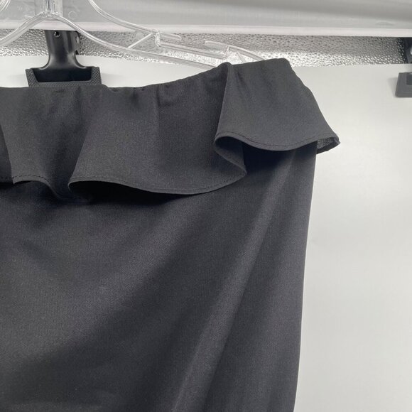 Glam Womens Strapless Romper Cinched Waist Ruffle Black Size Medium - Picture 4 of 9